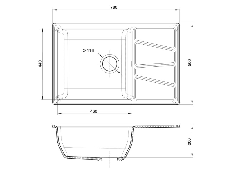 картинка Мойка для кухни Granfest GF-V780L 