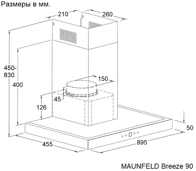 картинка Кухонная вытяжка Maunfeld Breeze 90 черный 