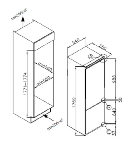 картинка Встраиваемый холодильник Weissgauff WRKI 178 Total NoFrost EcoFresh 