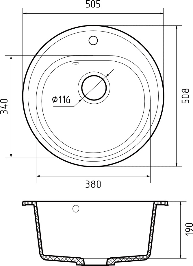 картинка Мойка для кухни Granfest GR-R510 черный 