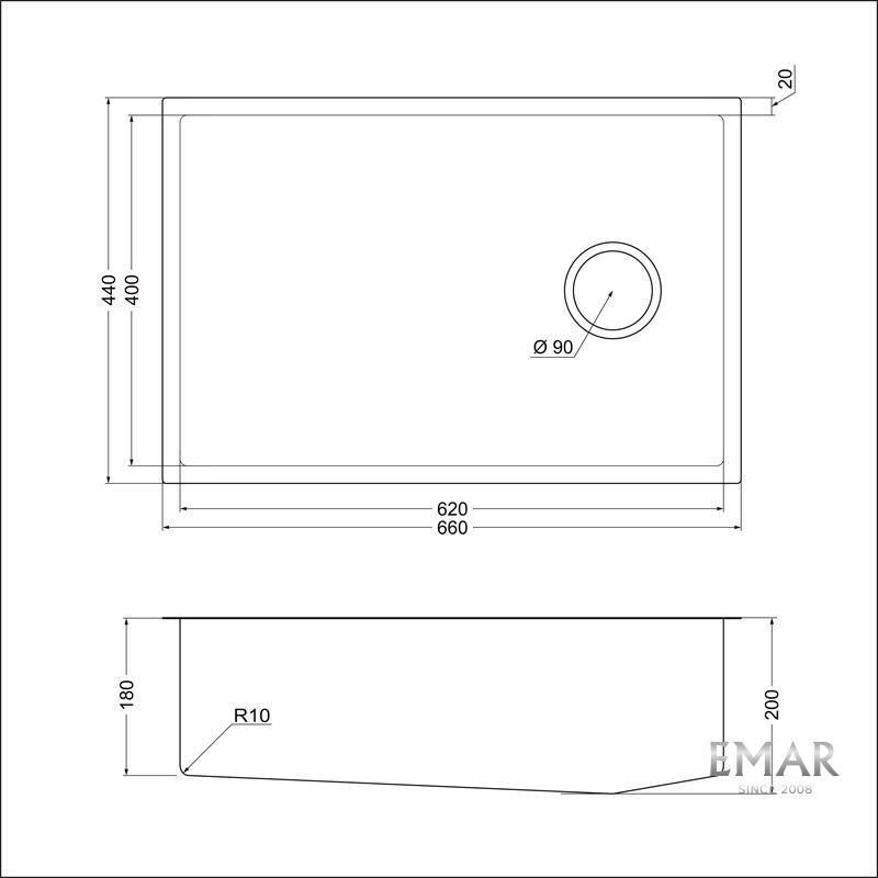 картинка Кухонная мойка Emar EMB-660(UN) PVD Matt Golden 