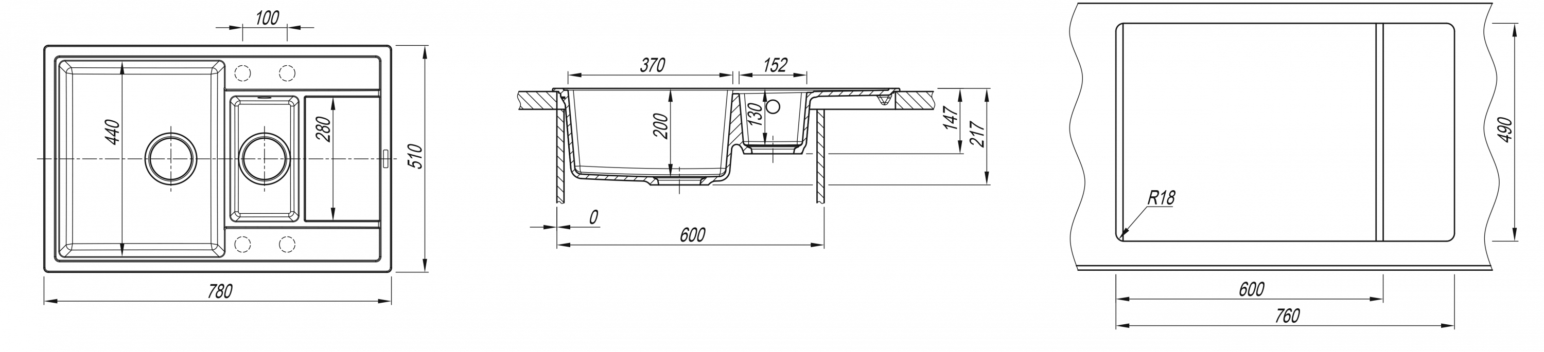 картинка Мойка для кухни Florentina Липси-780К 