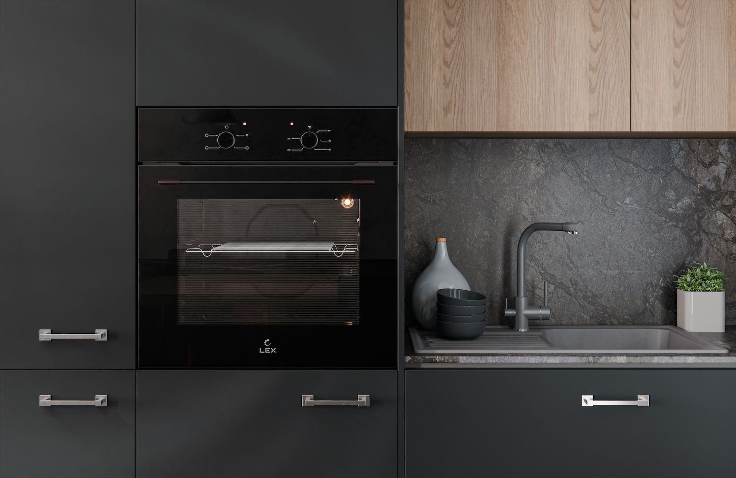 картинка |Discount| Электрический духовой шкаф Lex EDM 045 BBL 