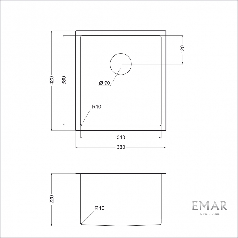 картинка Мойка для кухни Emar EMB-130 PVD Nano Golden 