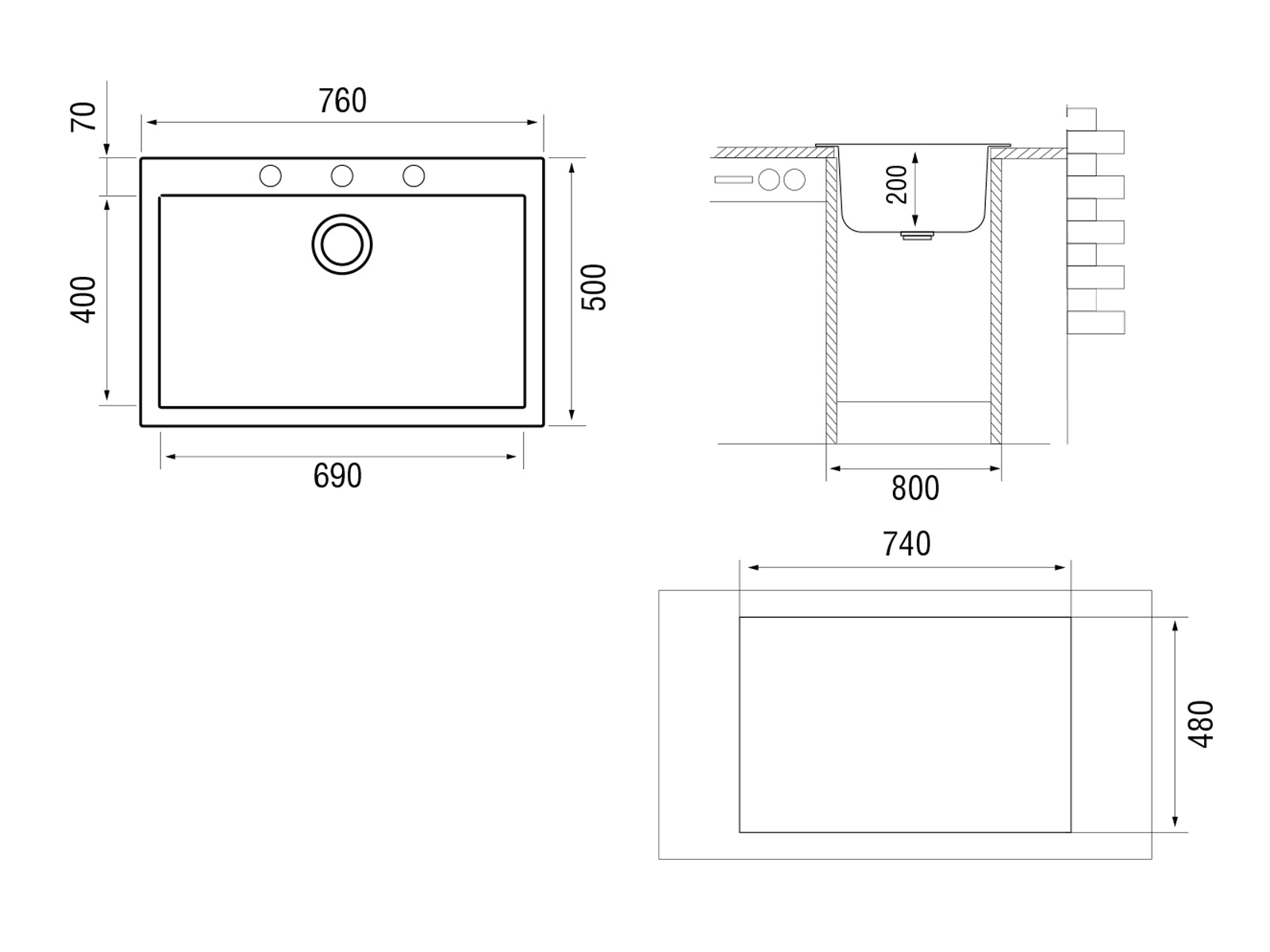 картинка Мойка Longran CUBE CUG 760.500 