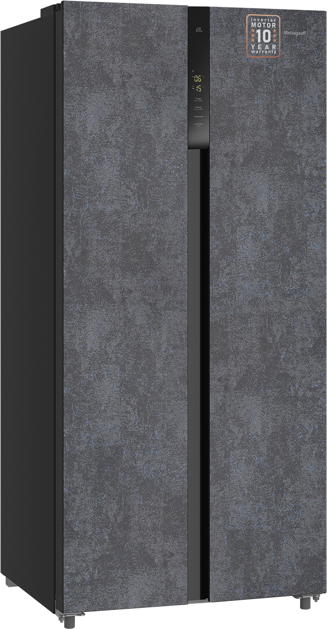 картинка Отдельностоящий холодильник Weissgauff WSBS 500 Inverter NoFrost Rock Glass 