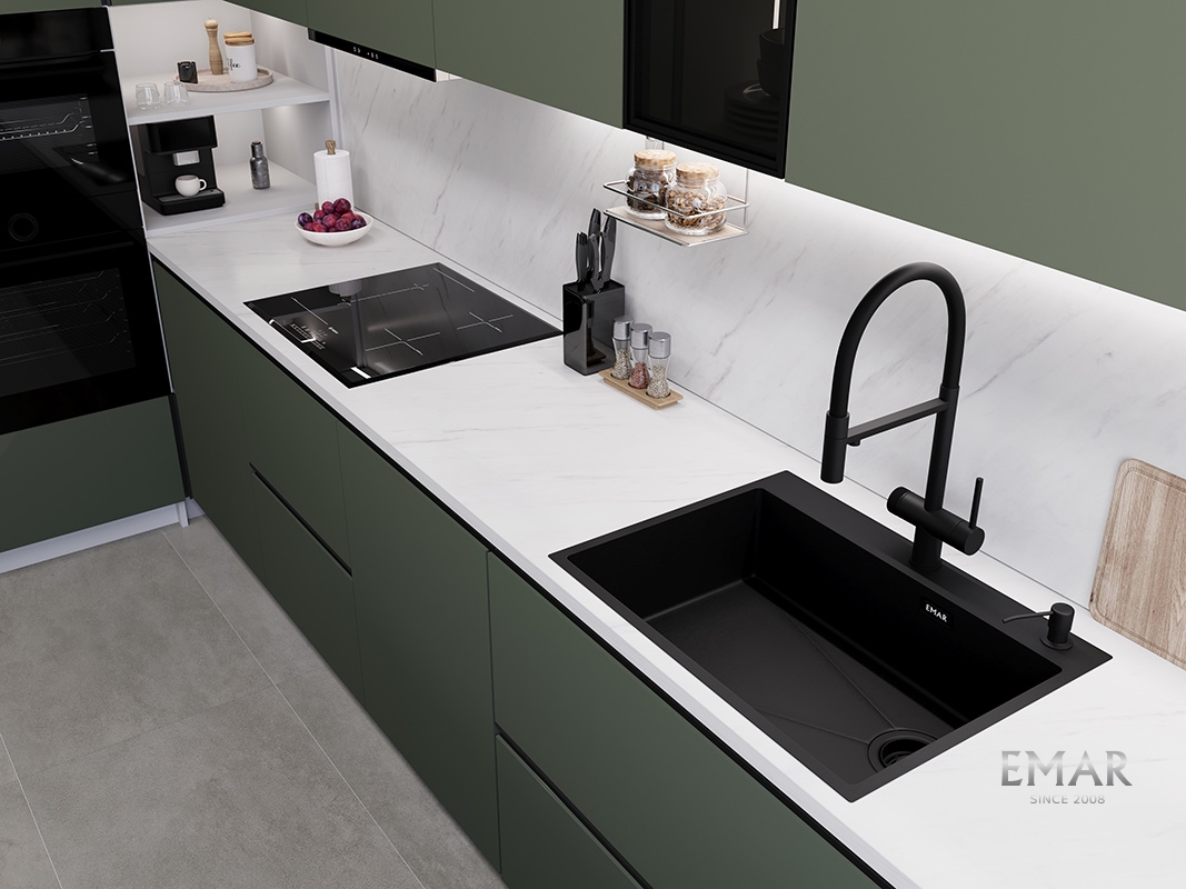картинка Кухонная мойка Emar EMB-660(TOP) PVD Black 