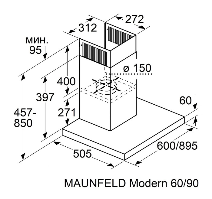 картинка Кухонная вытяжка Maunfeld MODERN 60 BLACK 