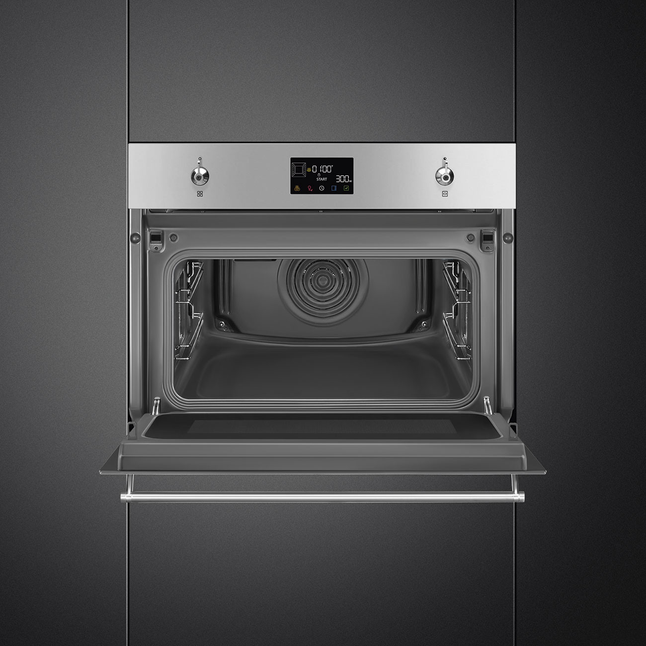 картинка Электрический духовой шкаф с функцией СВЧ Smeg SO4302M1X 
