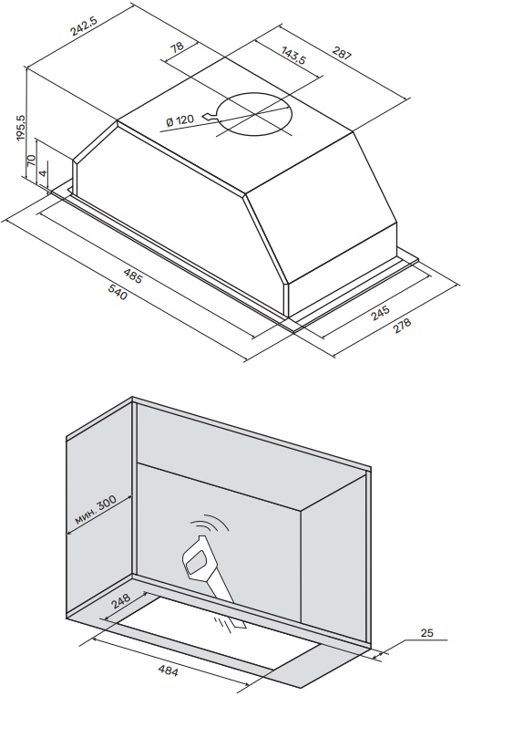 картинка Кухонная вытяжка Kuppersberg INTOUCH 60 BG 