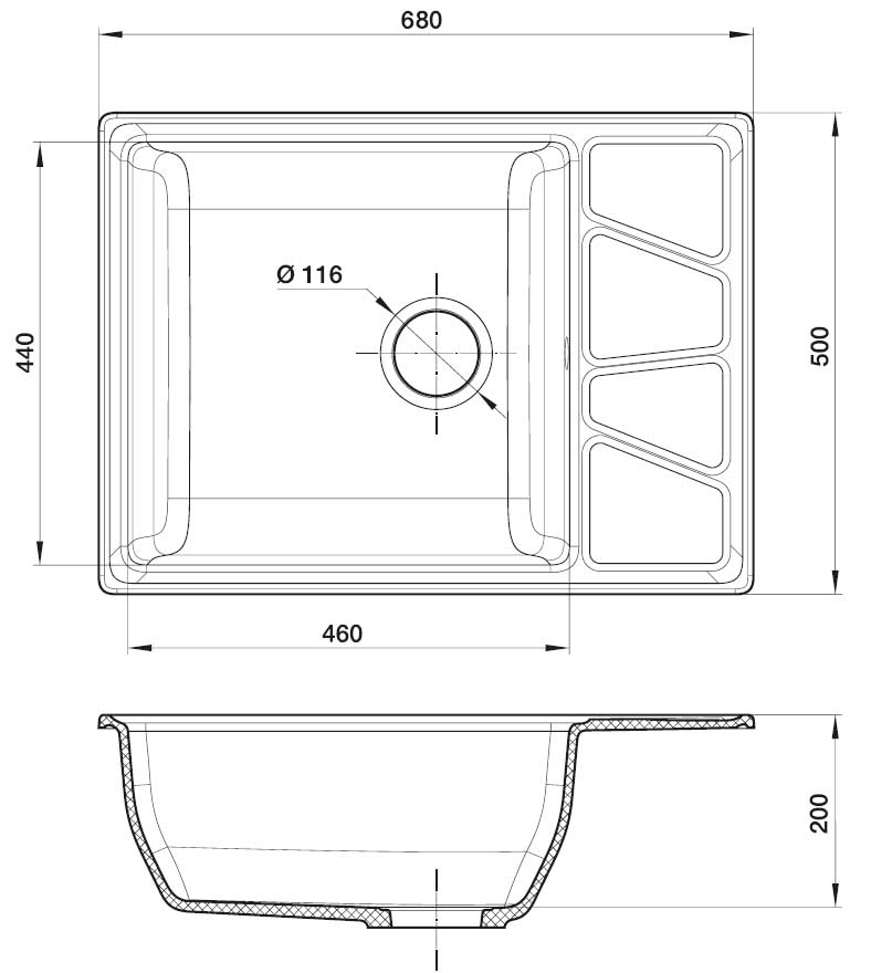 картинка Мойка для кухни Granfest GF-V680L 