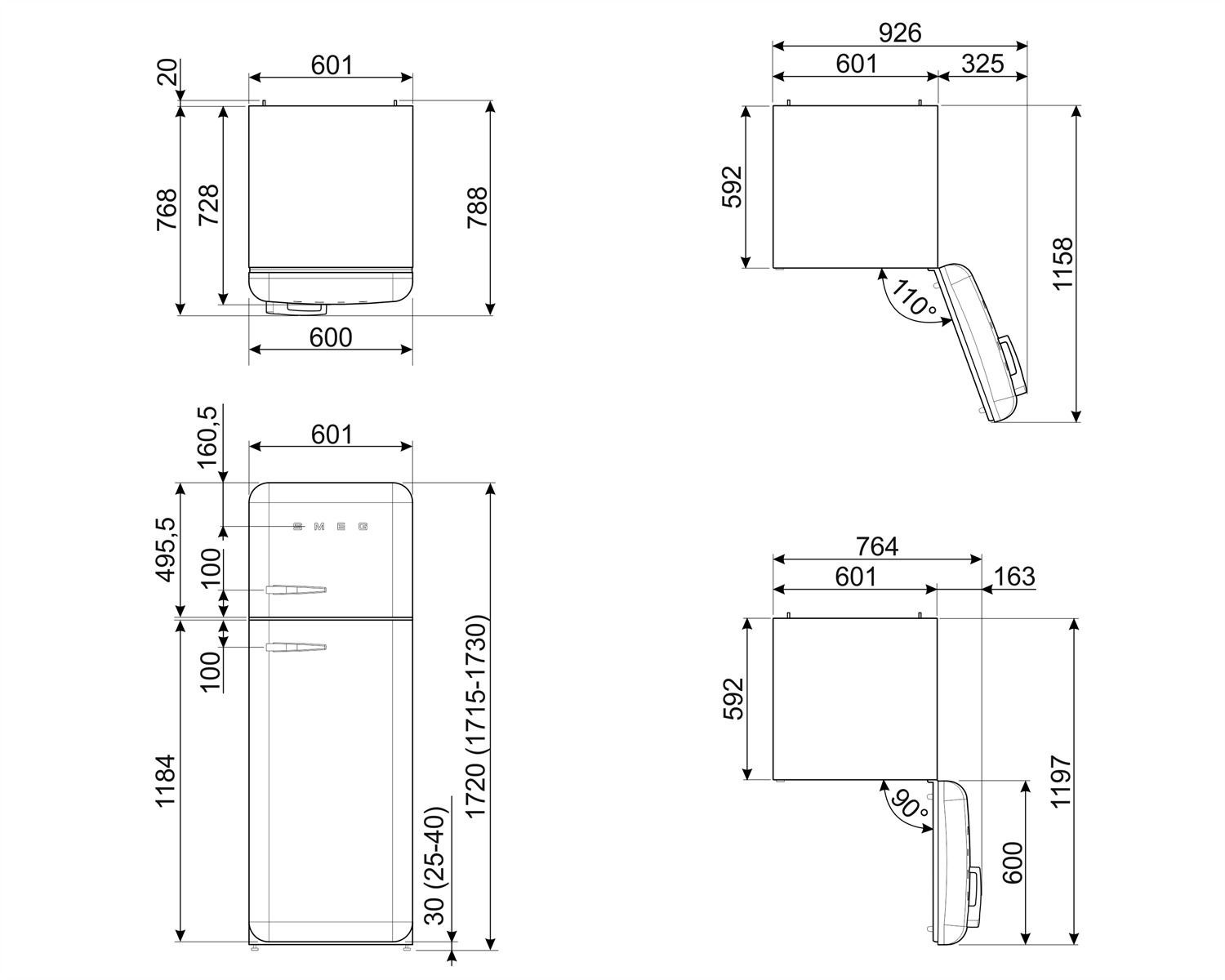 картинка Отдельностоящий холодильник Smeg FAB30RSV5 