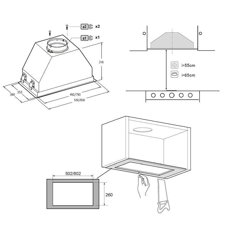 картинка Кухонная вытяжка Korting KHI 60945 DGW 