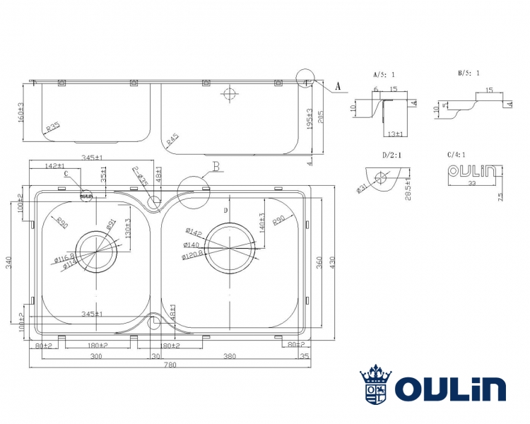 картинка Мойка для кухни Oulin OL-H9819 