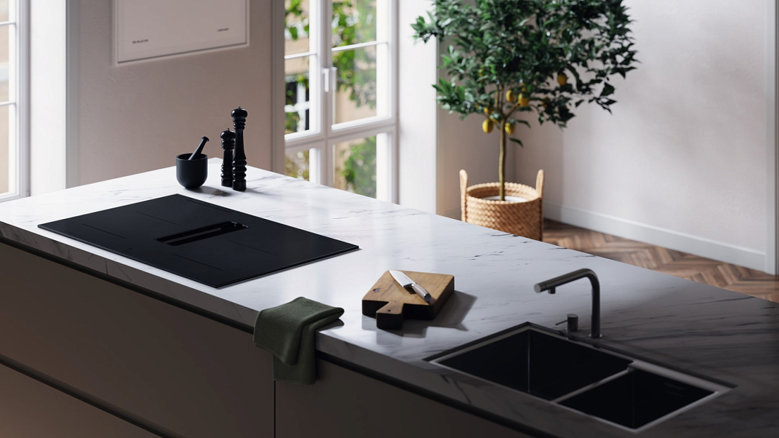 картинка Варочная панель со встроенной вытяжкой Asko HIHD854MM 