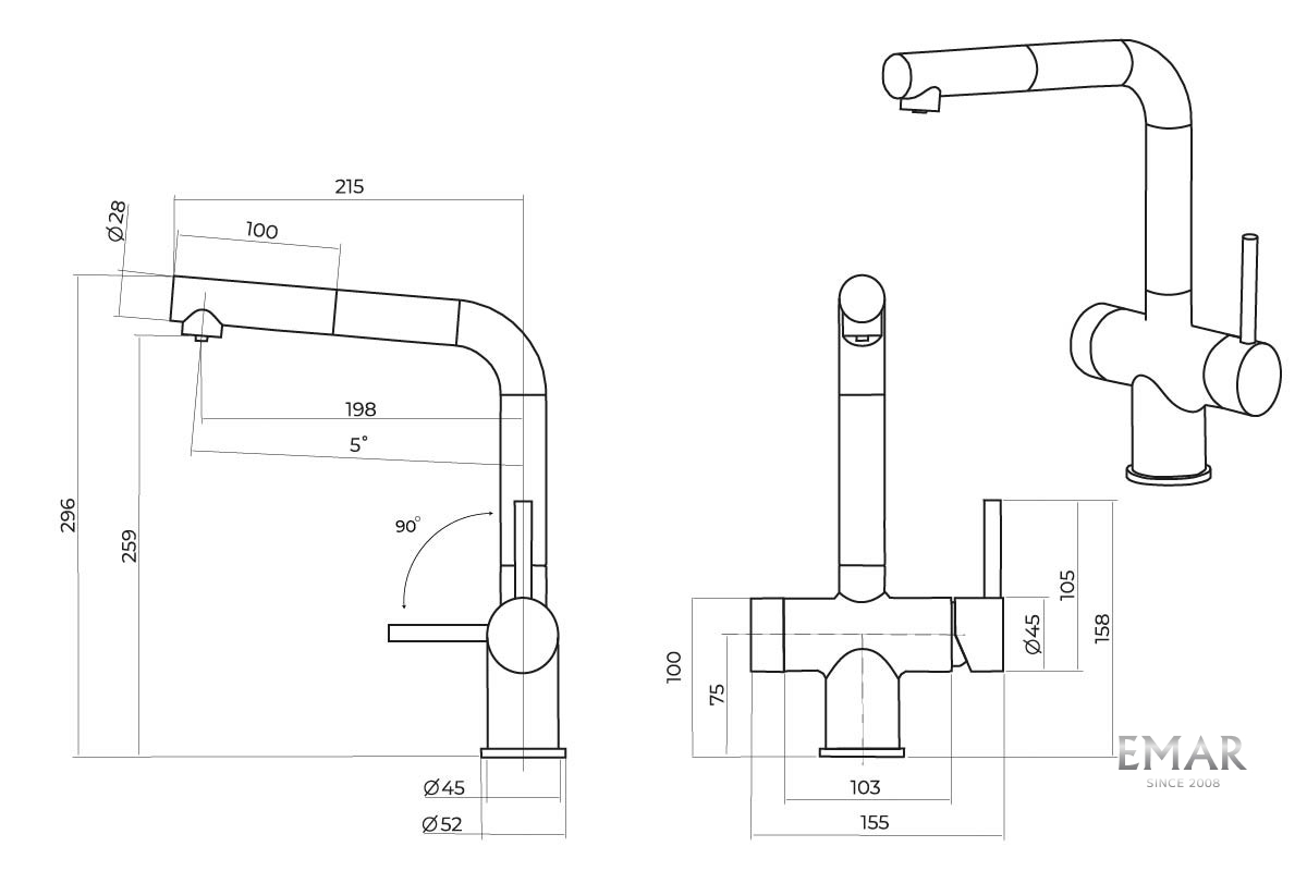 картинка Смеситель Emar Pvd ЕС - 7026 PVD COPPERY 