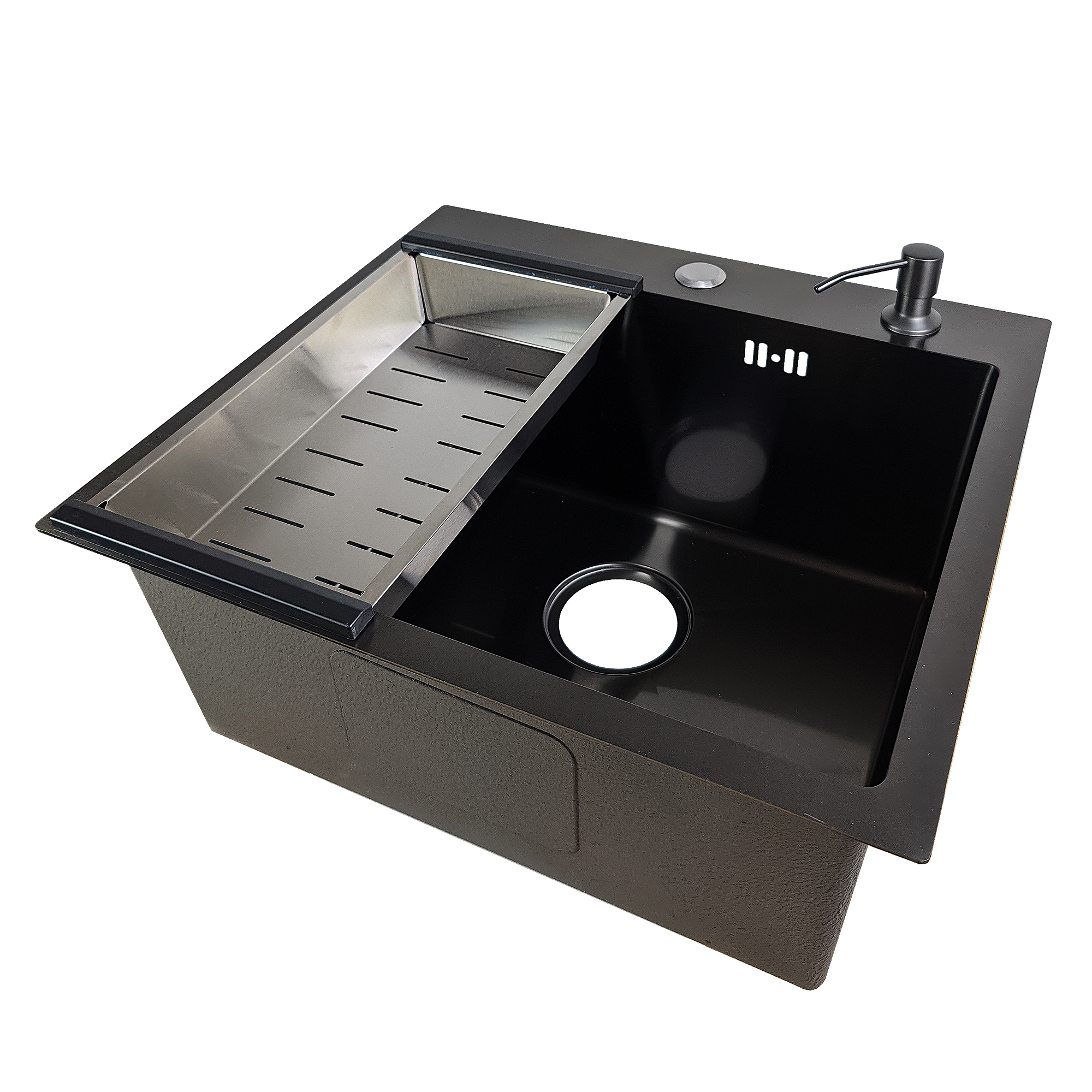 картинка Мойка для кухни Gerda GS 5045 G 4 в 1 графит (мойка, дозатор для мыла, коландер и сифон) 