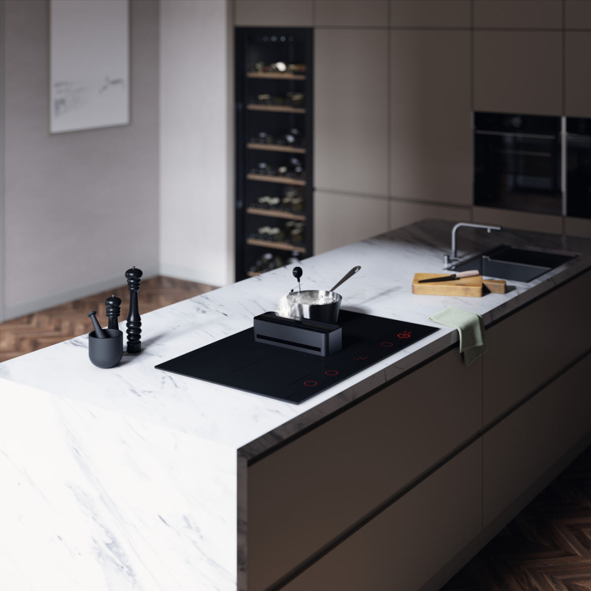 картинка Варочная панель со встроенной вытяжкой Asko HIHD854MM 