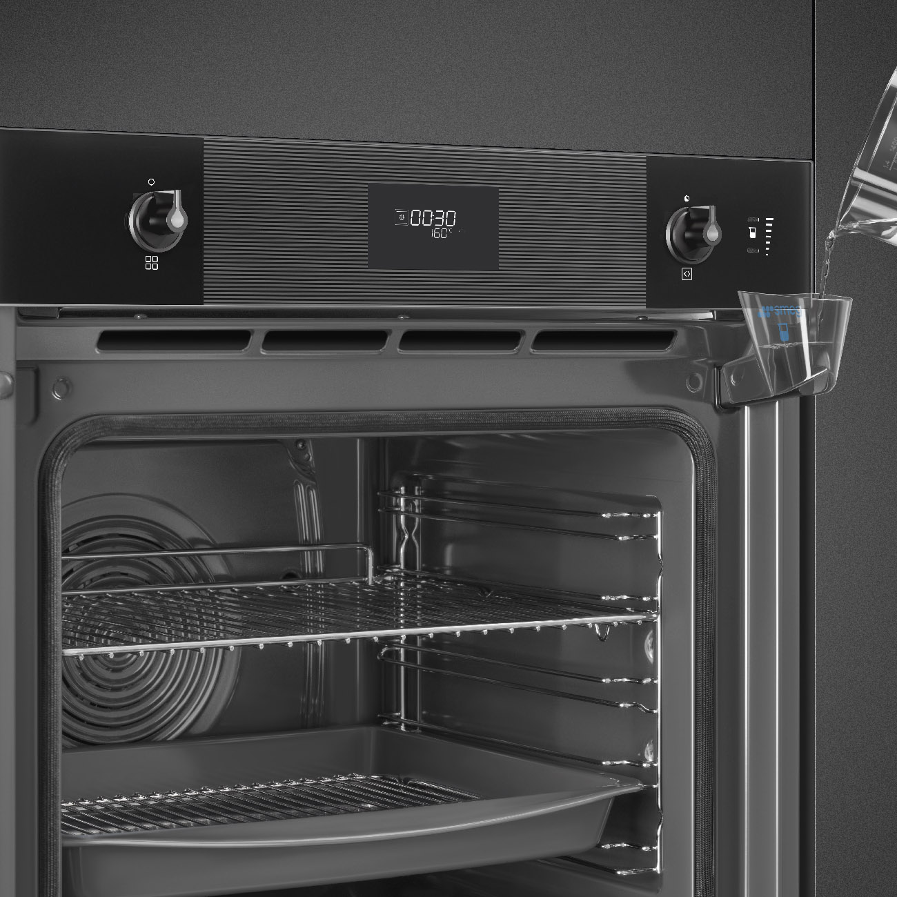 картинка Электрический духовой шкаф с функцией пара Smeg SOP6101S2B3 стекло Deep Black 