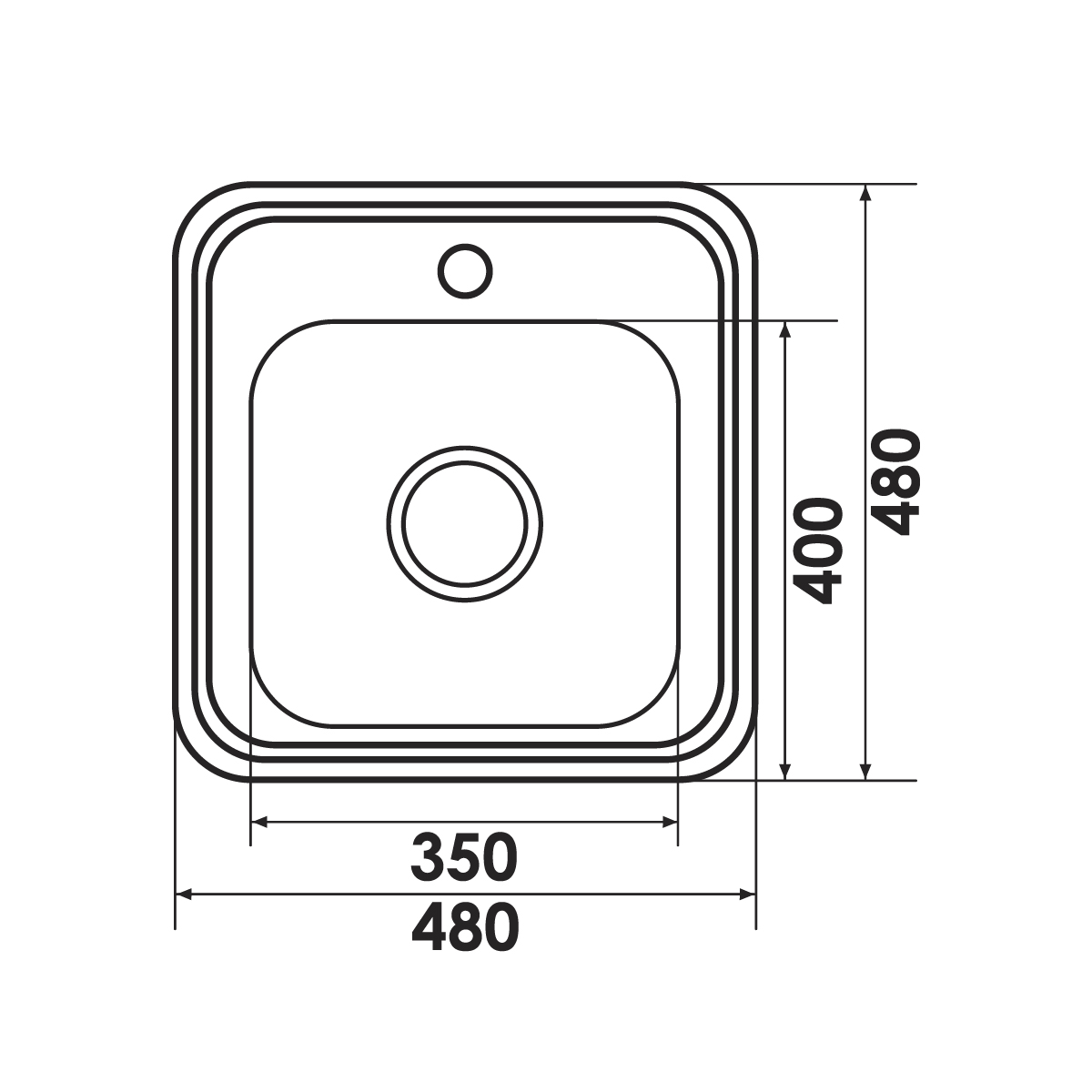 картинка Мойка для кухни Premial 4848 полированная (0,6мм) 