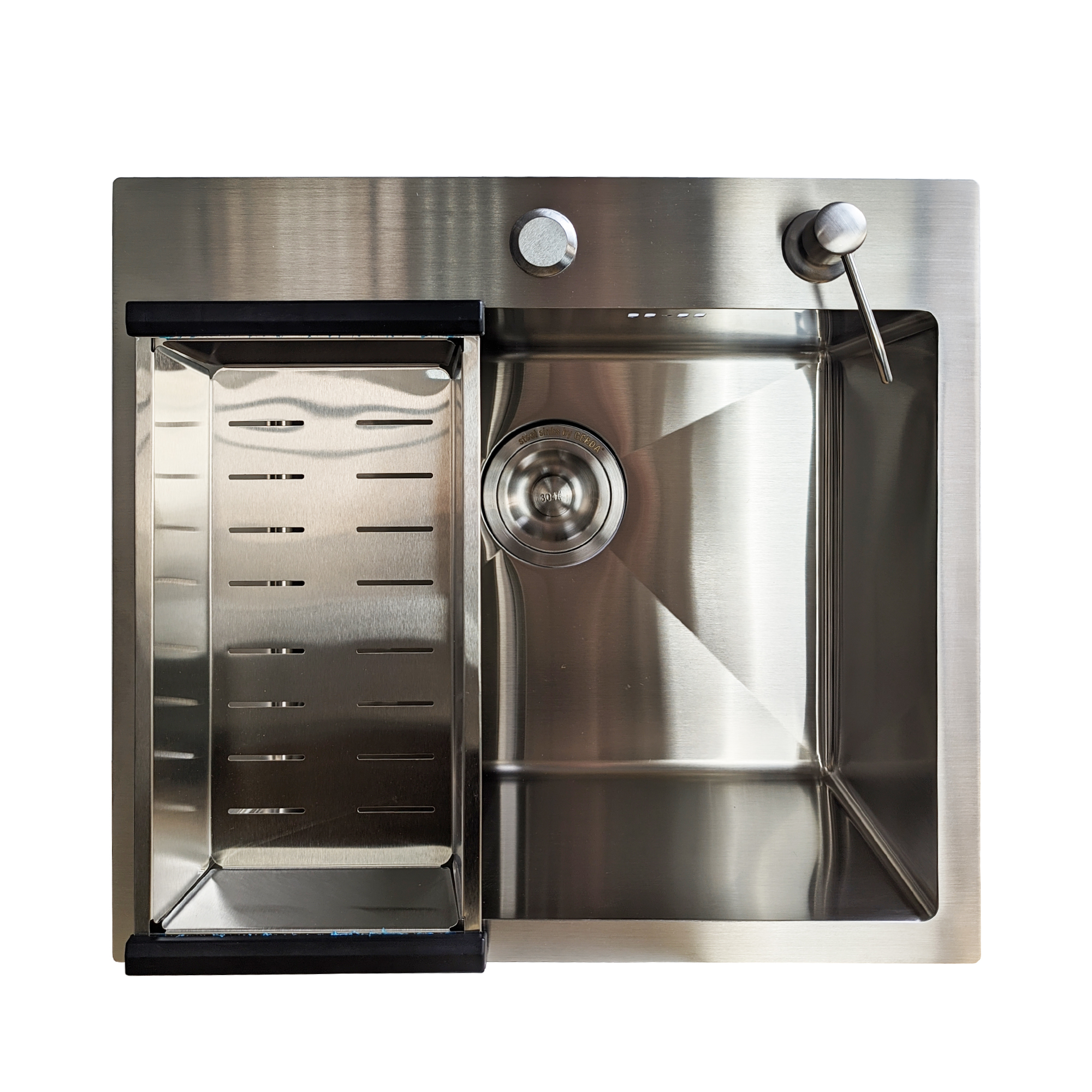 картинка Мойка для кухни Gerda GS 5045 S 4 в 1 сатин (мойка, дозатор для мыла, коландер и сифон) 