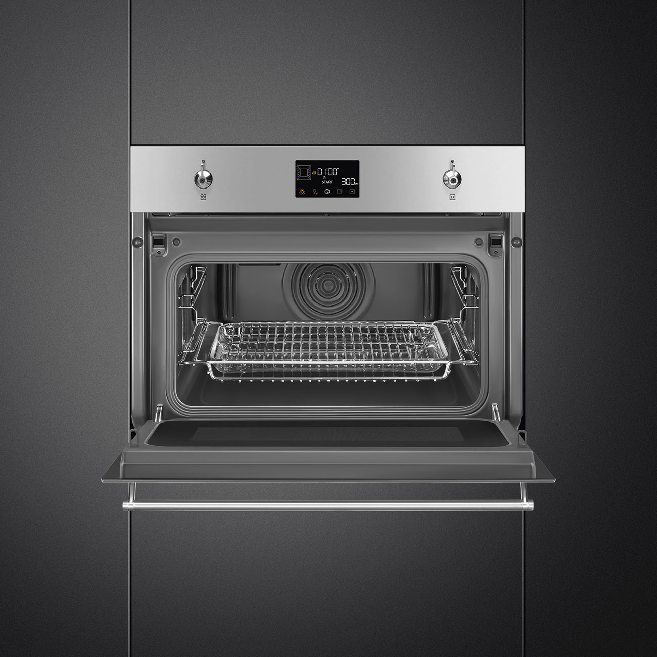 картинка Электрический духовой шкаф с функцией СВЧ Smeg SO4302M1X 