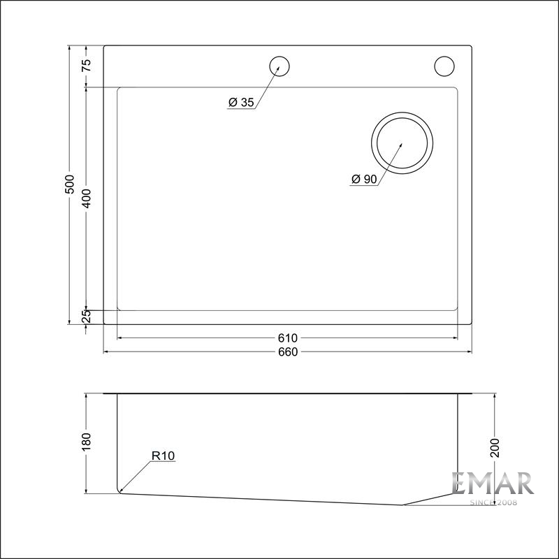 картинка Кухонная мойка Emar EMB-660(TOP) PVD Black 