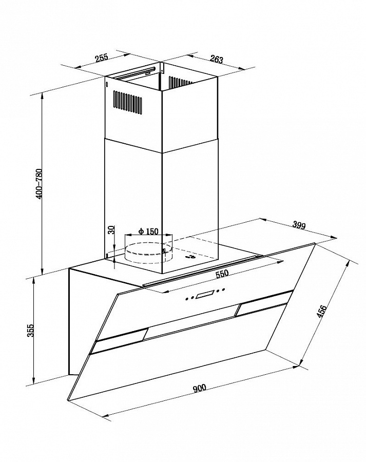 картинка Кухонная вытяжка Maunfeld MERSEY 90 WHITE GLASS WHITE 
