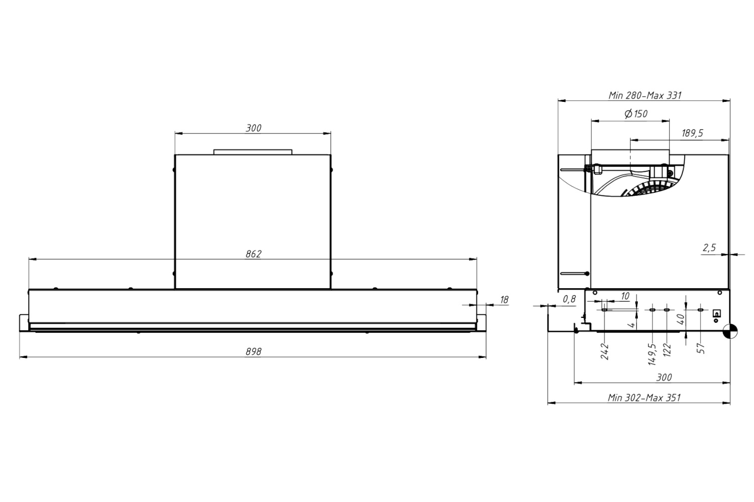 картинка Кухонная вытяжка полновстраиваемая Franke EVO 90 BK 