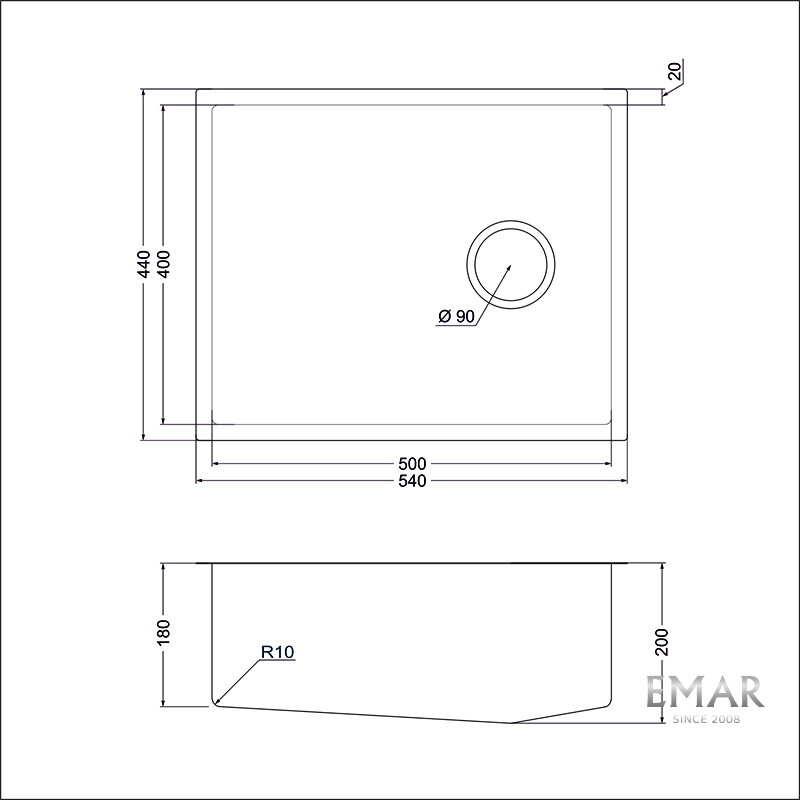 картинка Кухонная мойка Emar EMB-540(UN) PVD Black 
