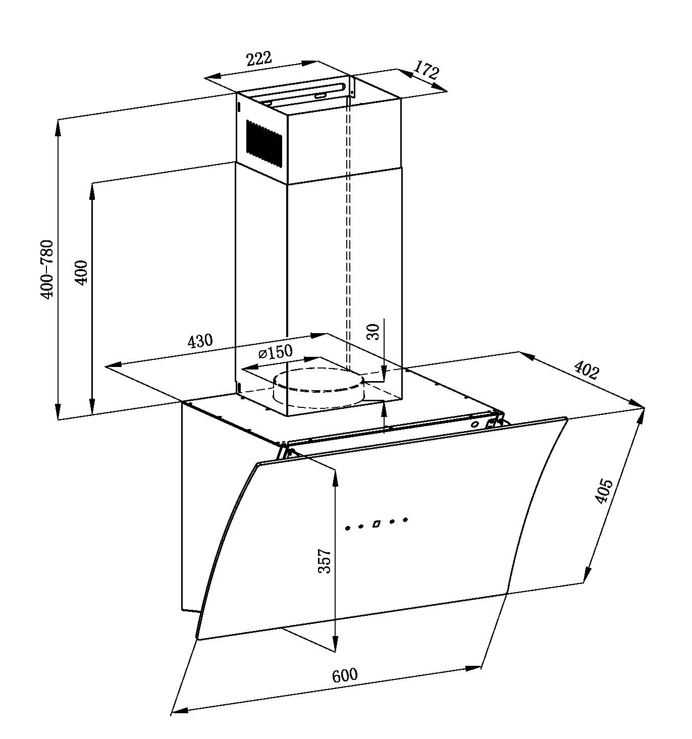 картинка Кухонная вытяжка наклонная Weissgauff Merga 60 BL Sensor 