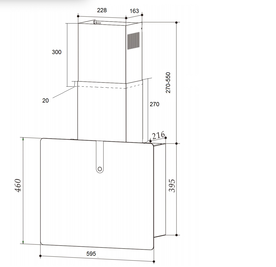 картинка Кухонная вытяжка Krona AURA 600 BLACK S 