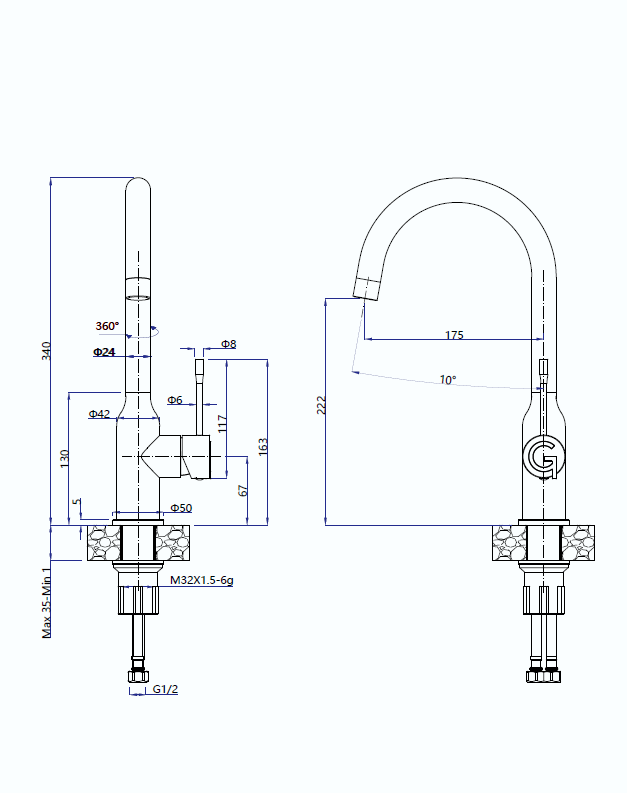 картинка Смеситель Rivelato Garda 1923502 PVD black 