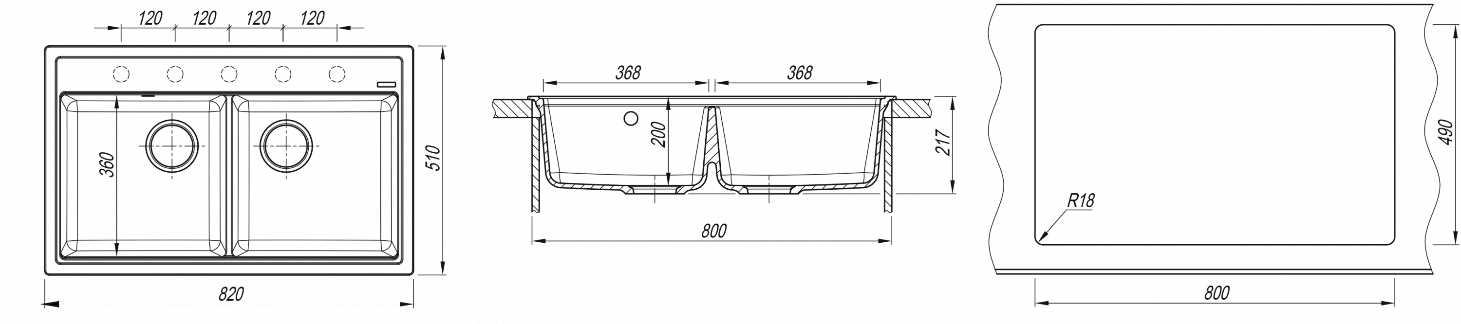 картинка Мойка для кухни Florentina Липси-820 
