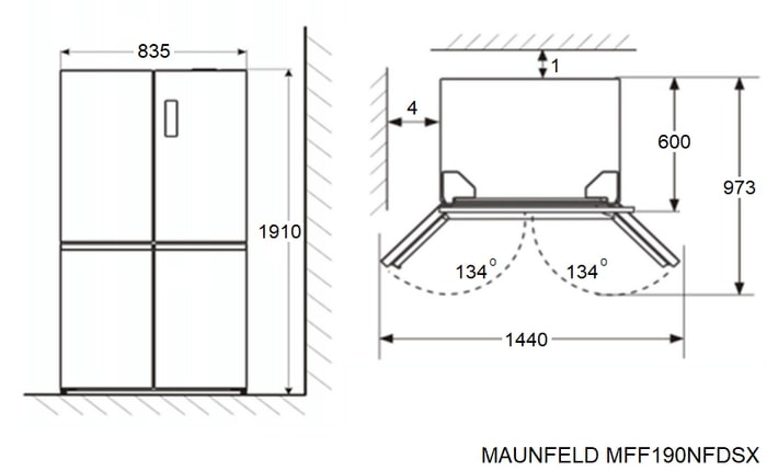 картинка Полувстраиваемый холодильник Maunfeld MFF190NFDB черный 