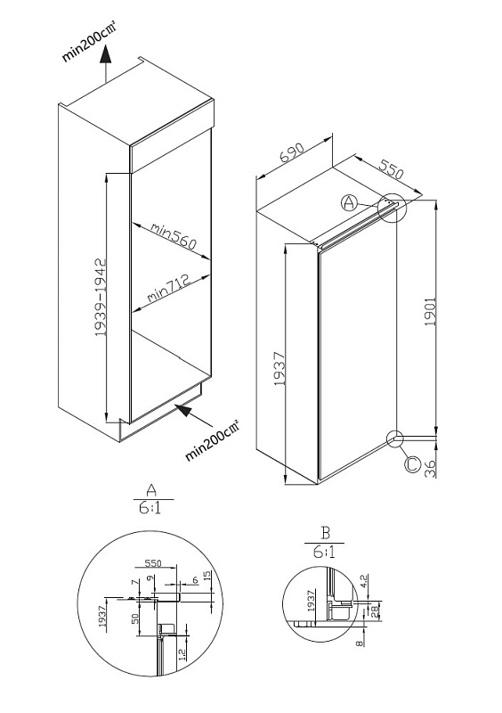 картинка Встраиваемый холодильник Korting KSI 1935 