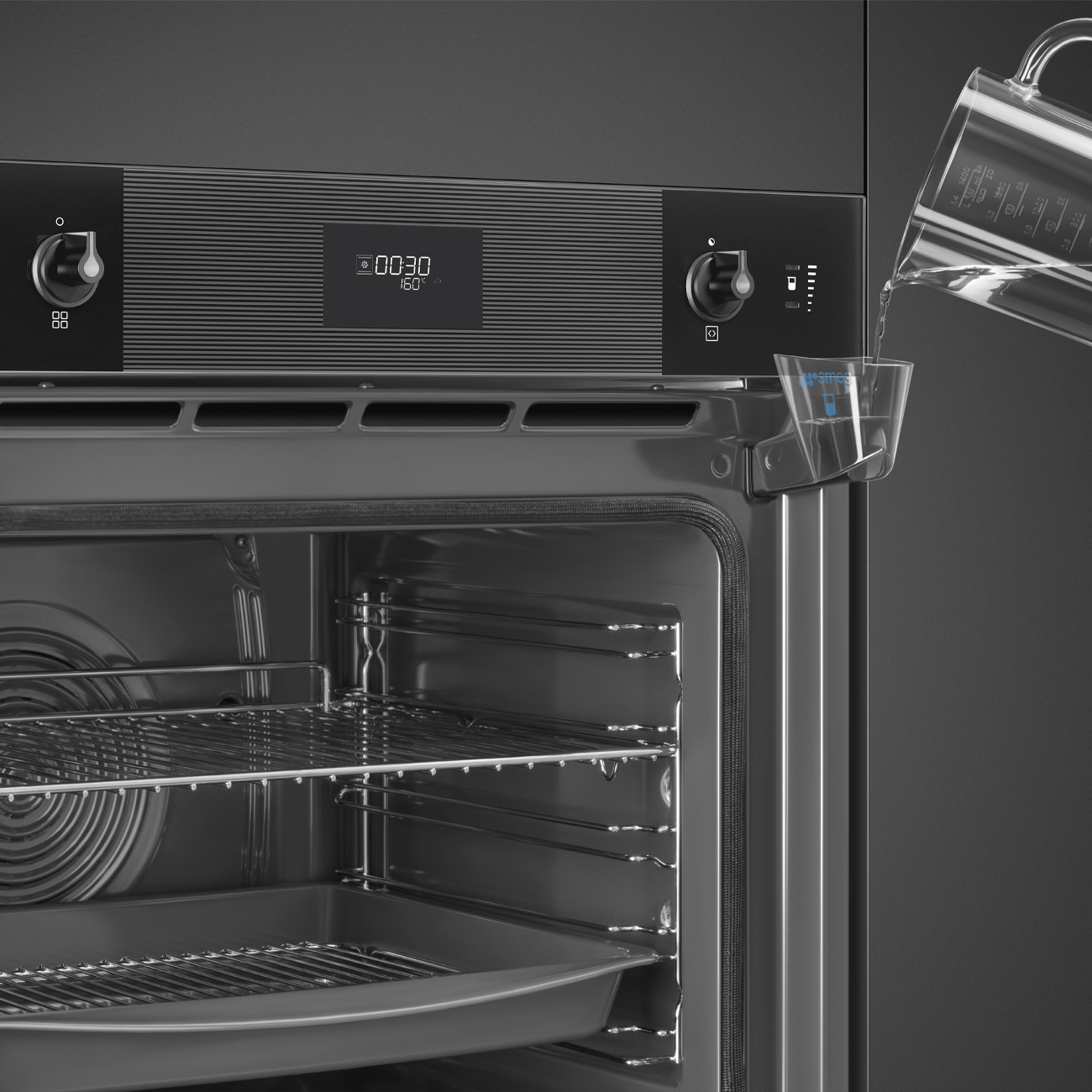 картинка Электрический духовой шкаф с функцией пара Smeg SOP6101S2B3 стекло Deep Black 