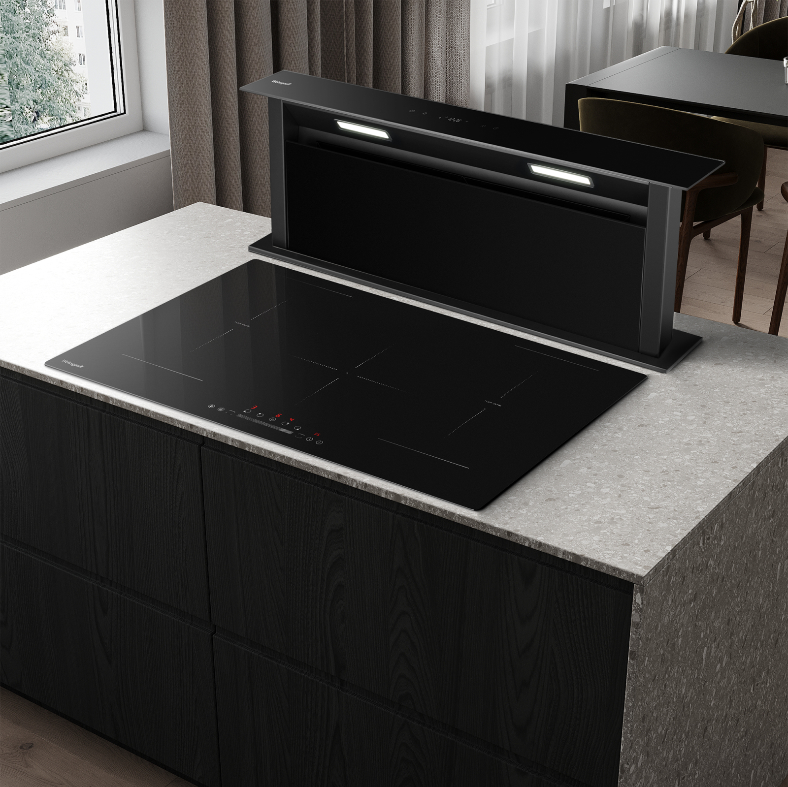 картинка Кухонная вытяжка Weissgauff Down Draft 900 Touch Premium Black 