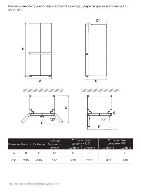 картинка Полувстраиваемый холодильник Midea MDRM706BIE70 