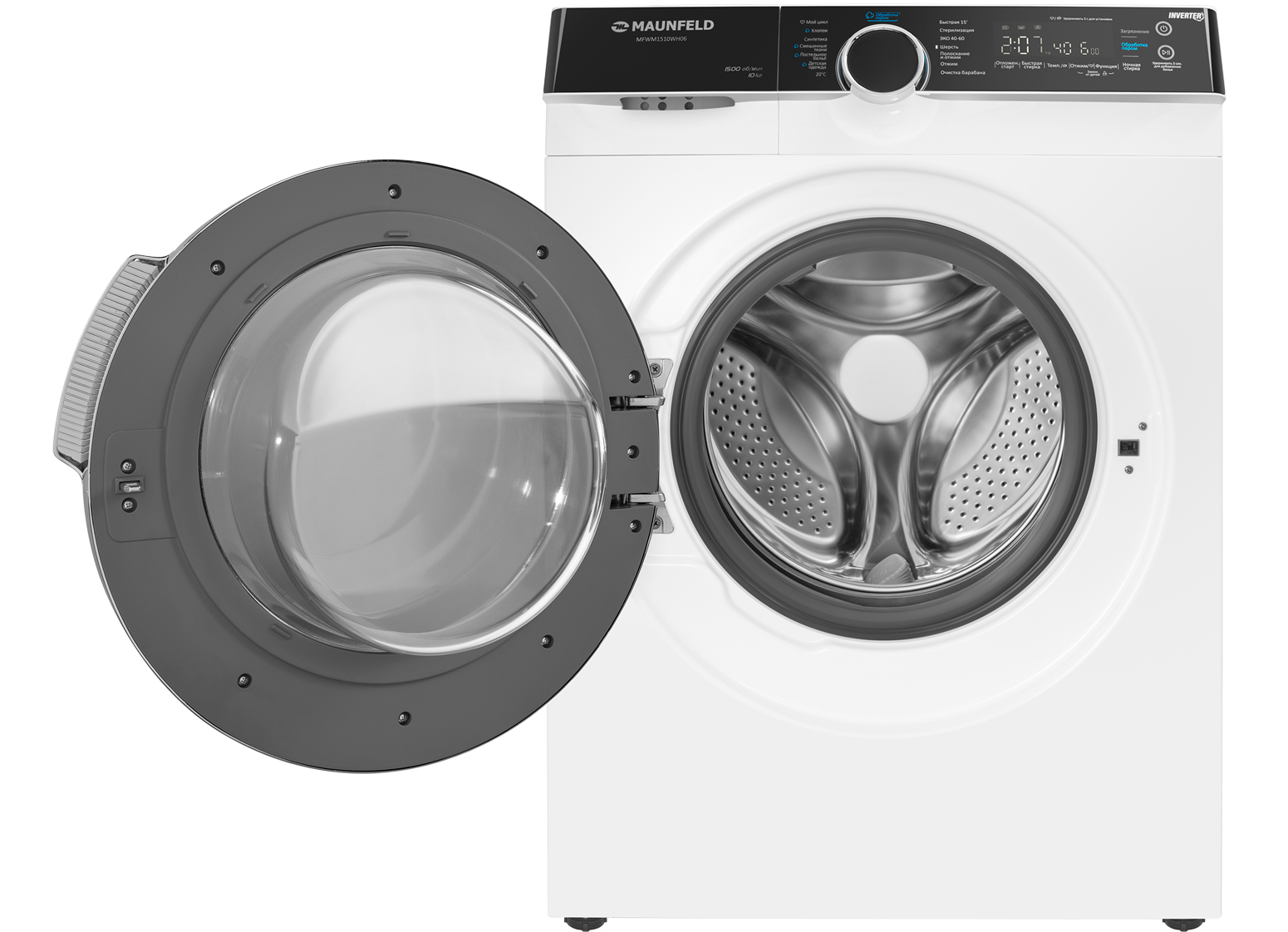 картинка Стиральная машина с инвертором и паром MAUNFELD MFWM1510WH06 