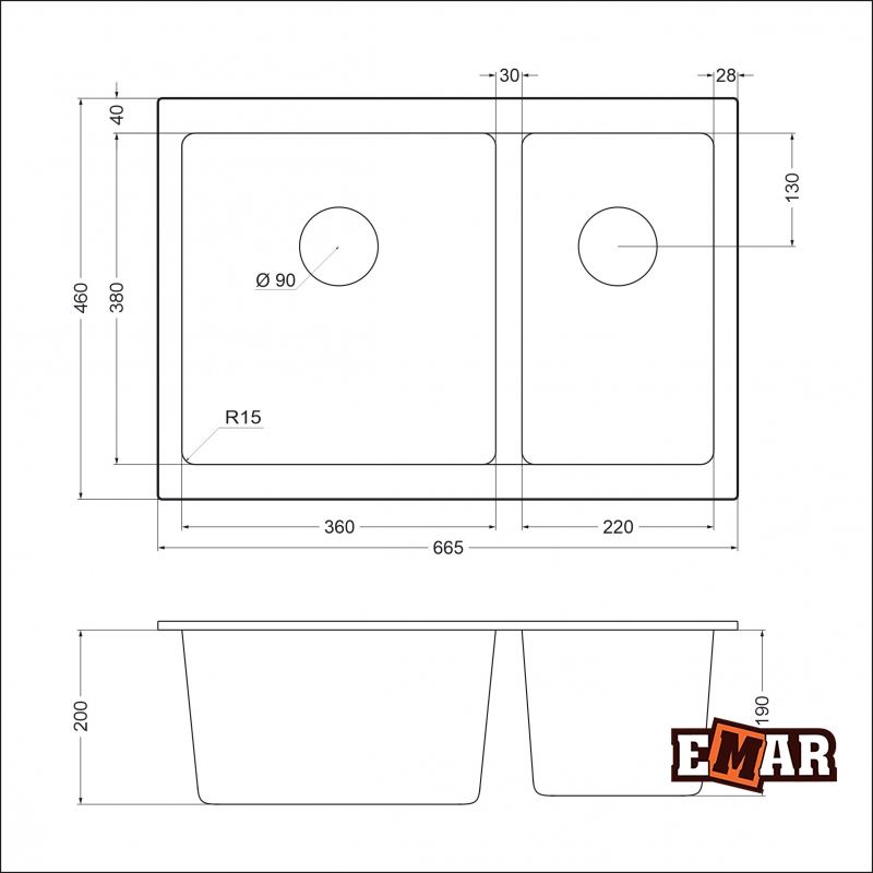 картинка Мойка для кухни Emar EMQ-2665.PL 
