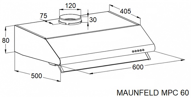 картинка Кухонная вытяжка Maunfeld MPC 60 чёрная 