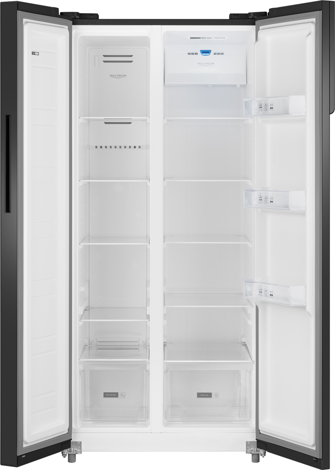 картинка Отдельностоящий холодильник Weissgauff WSBS 500 Inverter NoFrost Black Glass 