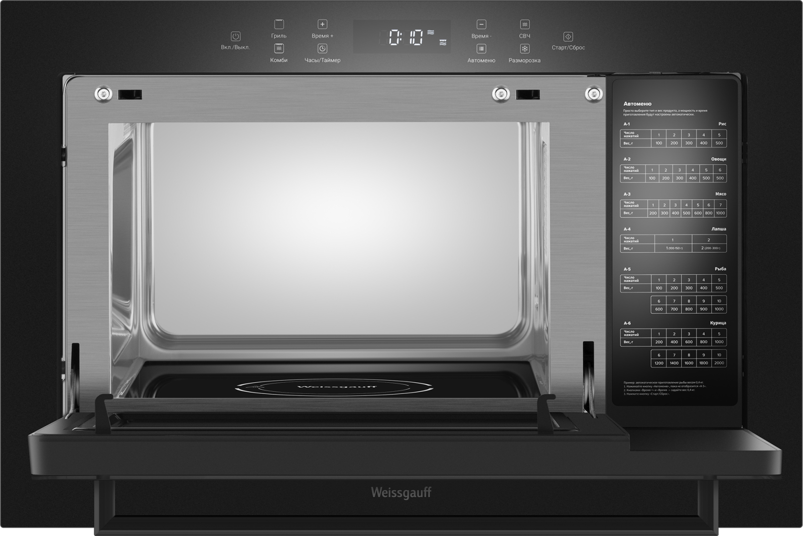 картинка Микроволновая печь встраиваемая Weissgauff HMT-256 TSB Matt Edition 