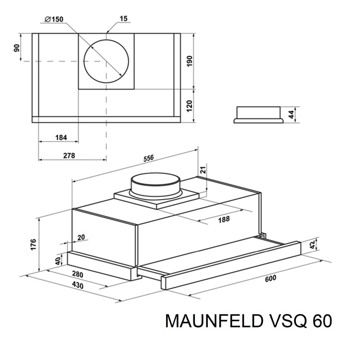 картинка Кухонная вытяжка Maunfeld VSQ 60 INOX/GLASS WHITE 