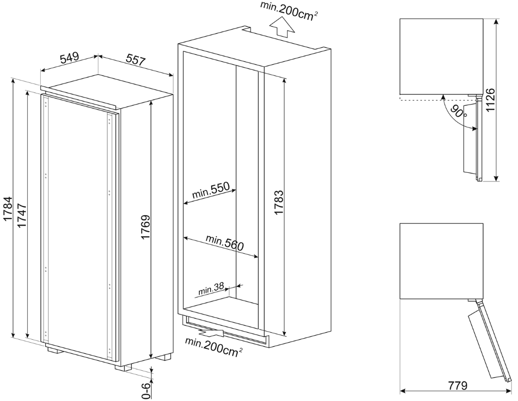 картинка Встраиваемый холодильник Smeg S9L174D1D 