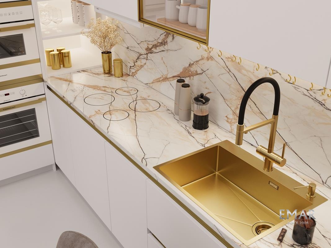 картинка Кухонная мойка Emar EMB-660(TOP) PVD Golden 