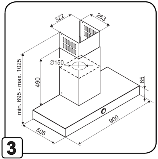 картинка Кухонная вытяжка De Dietrich DHB4974B Infinite Black 