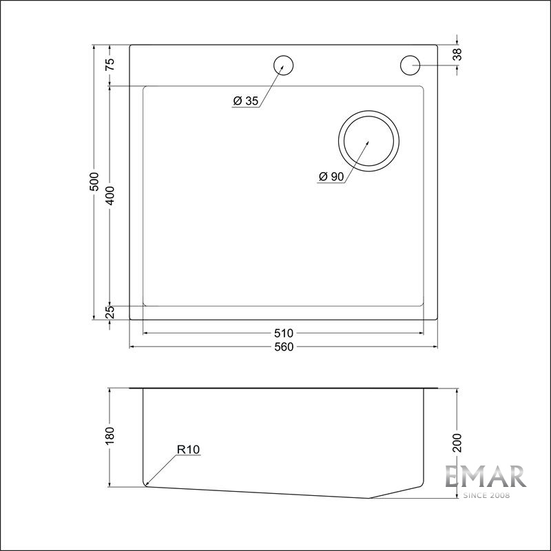 картинка Кухонная мойка Emar EMB-560(TOP) PVD Black 
