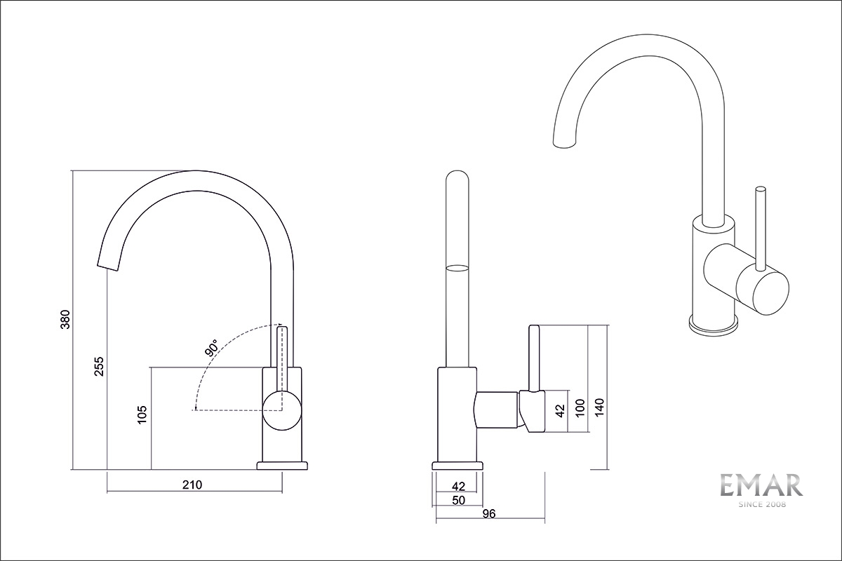 картинка Смеситель Emar ECB - 3004 PVD Matt Gold 